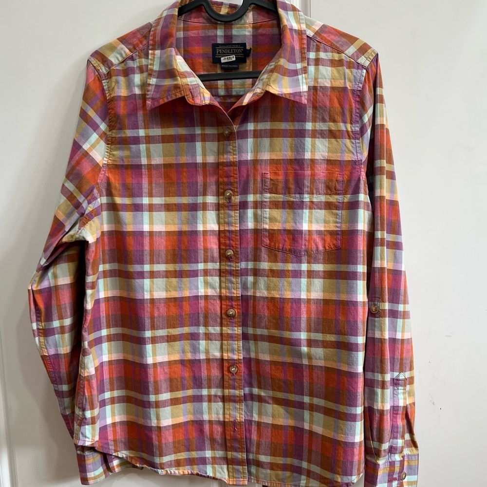 Pendleton women plaid button up shirt size L petite - Picture 4 of 9